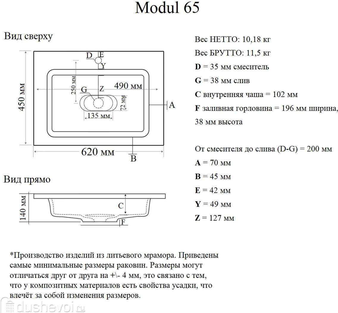 Раковина Taliente 4627173210423 накладная прямоугольная 45х62 мм, искусственный мрамор