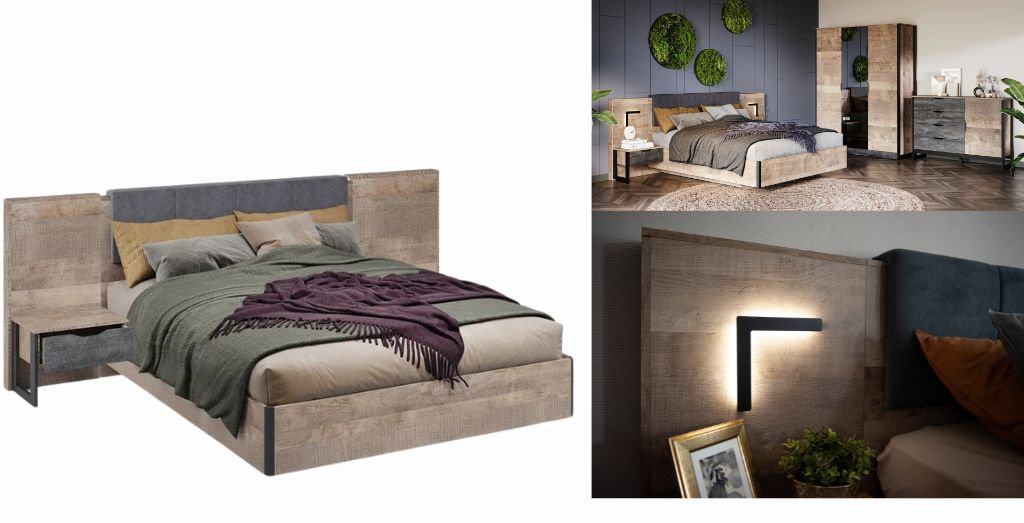Кровать Doma STK-160х200 160x200см с матрасом черно-коричневая купить,NaN