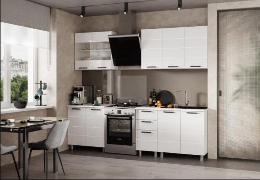 Кухонный гарнитур DOMA Dina Eng, 200x210х50 см, ЛДСП, белый купить,NaN