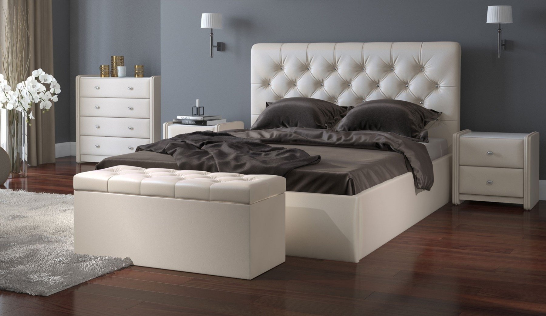 Кровать Imperial Беатриче 160x200см сПМ бежевая купить,NaN