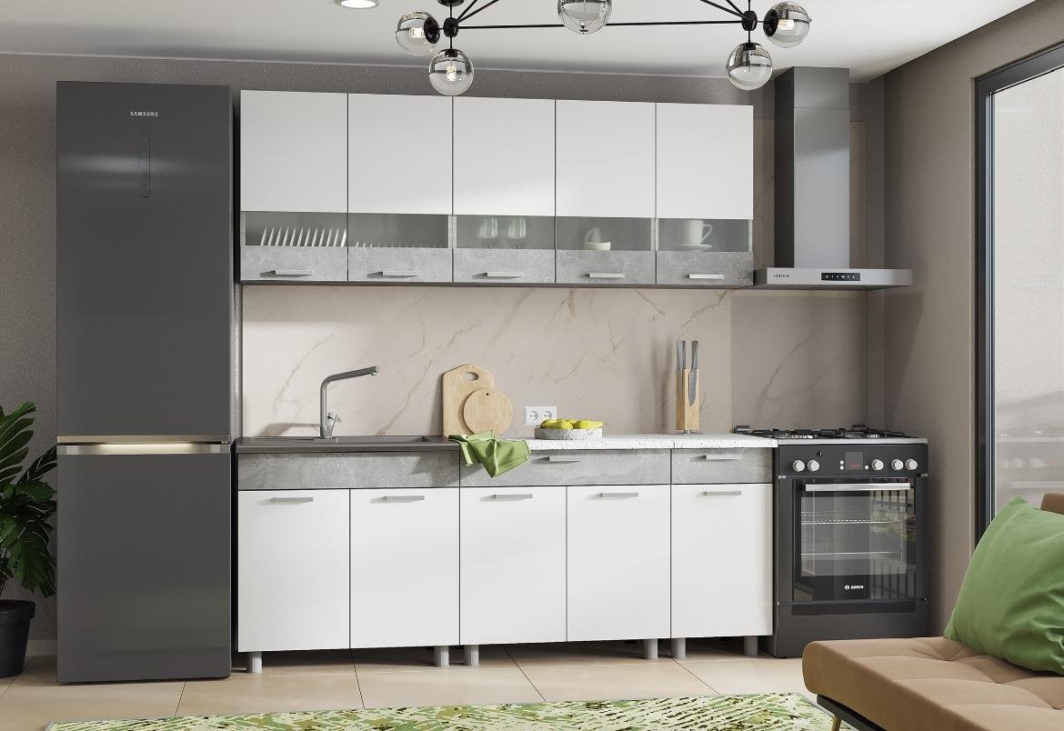 Кухонный гарнитур DOMA Denver Lite, 200x215.8х60 см, ЛДСП, белый купить,NaN