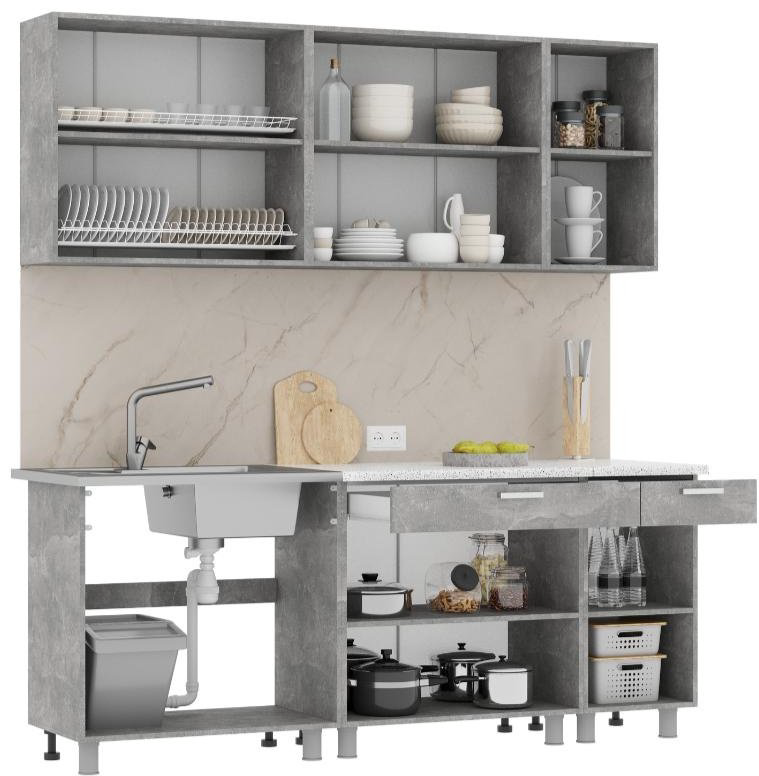 Кухонный гарнитур DOMA Denver Lite, 200x215.8х60 см, ЛДСП, белый купить,NaN