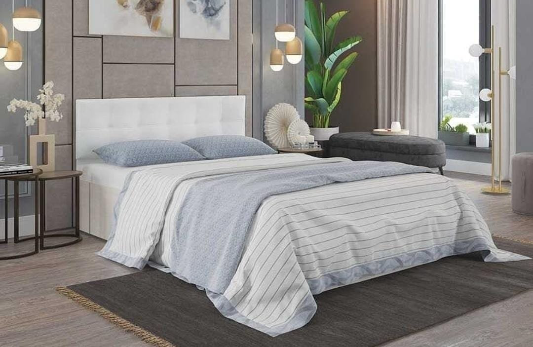 Кровать Doma SE-160х200 Vega White 160x200см с матрасом белый/светло-коричневый купить,NaN