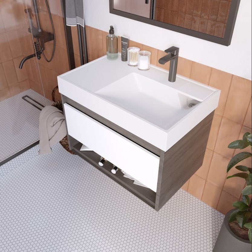 Раковина MADERA Vega 80 над стиральной машиной прямоугольная 50, искусственный мрамор купить,NaN