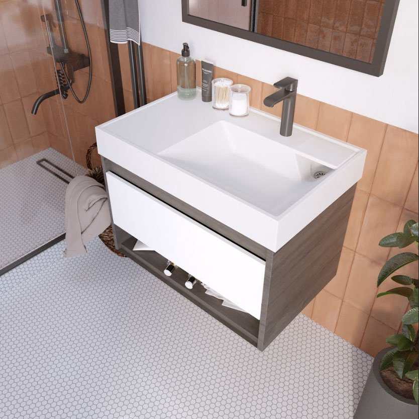 Раковина MADERA Vega 80 над стиральной машиной прямоугольная 50, искусственный мрамор купить,NaN