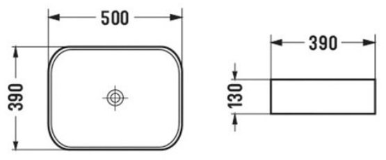 Раковина Comforty N78109MWY-2 накладная прямоугольная 50, санфарфор