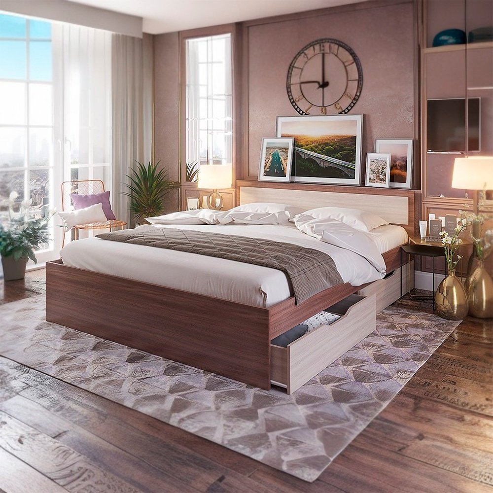 Кровать Doma Гармония 140x200см коричневый/светло-коричневый купить,NaN