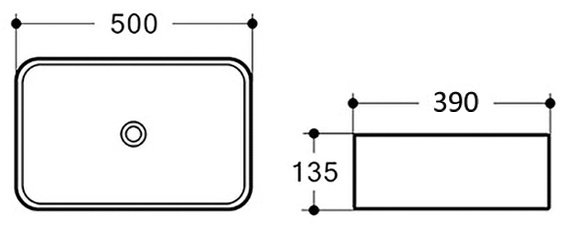 Раковина Comforty T-Y9378 накладная прямоугольная 39, санфарфор