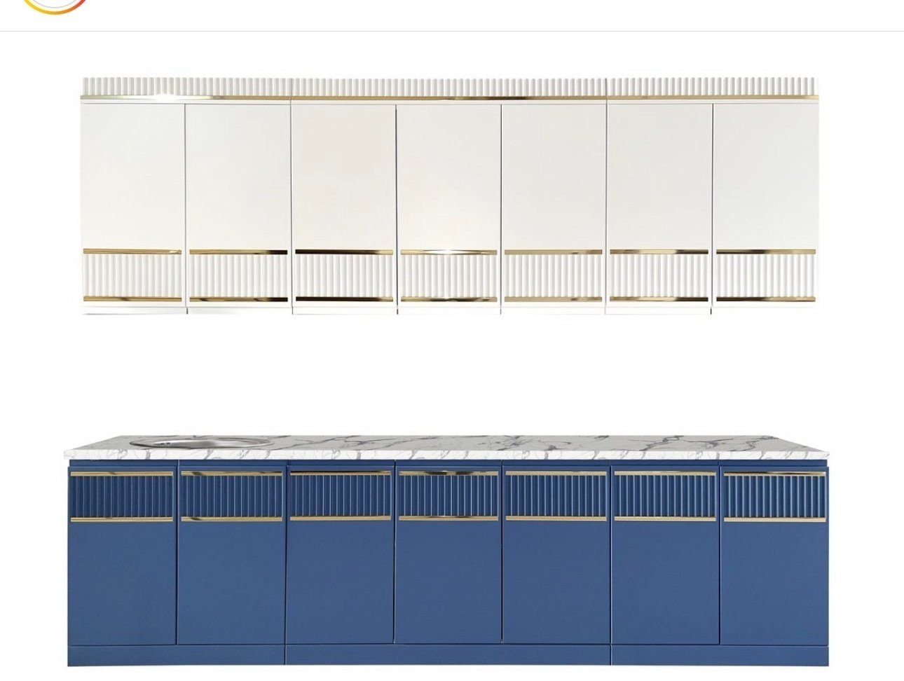 Кухонный гарнитур DOMA Undi, 280x235х60 см, ЛДСП, белый, синий