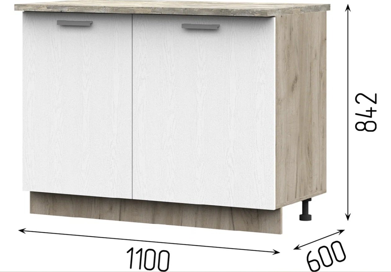 Кухонный гарнитур DOMA RIC -1.6, 160x200х60 см, ЛДСП, белый, светло серый