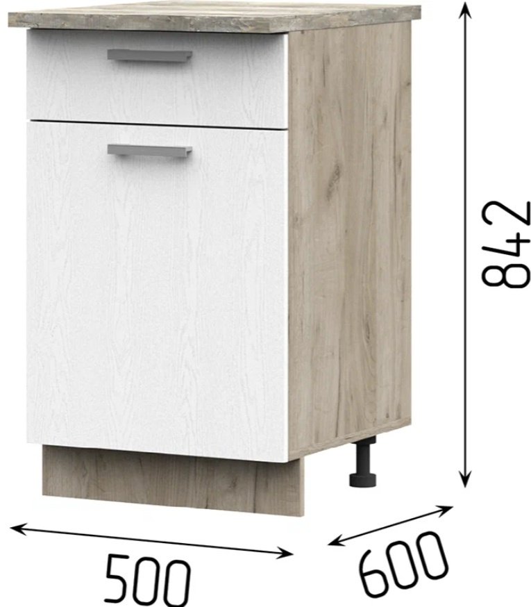 Кухонный гарнитур DOMA RIC -1.6, 160x200х60 см, ЛДСП, белый, светло серый