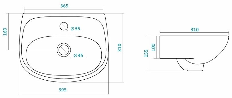 Раковина с пьедесталом 39.5 см Santek Анимо-40 1