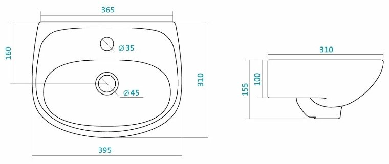 Раковина с пьедесталом 39.5 см Santek Анимо-40 1 купить,33631