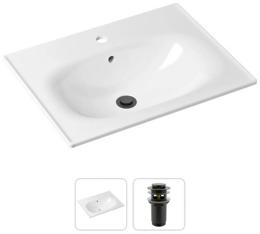 Раковина Lavinia Boho 21520870, Комплект 2 в 1 Lavinia Boho Bathroom Sink (состоит из 33312010, 182130000), цвет матовый черный накладная прямоугольная 46, фарфор