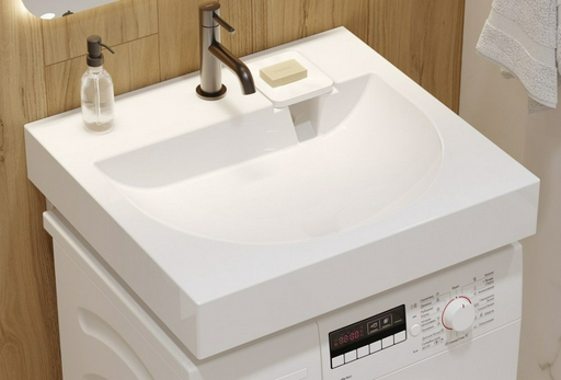 Раковина Sanita Luxe WB.WM/Galaxy/60-C/WHT.G/S1 над стиральной машиной прямоугольная 55, керамика