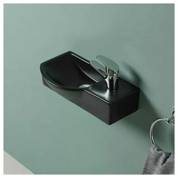Раковина WeltWasser AISBACH 7940 MT-BL R (матовая черная) подвесная нестандартная 40 см, фаянс