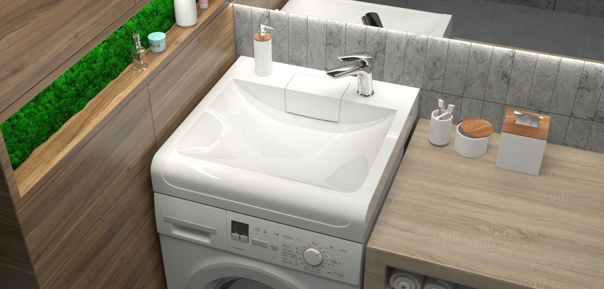 Раковина Marrbaxx V56D1 к-т над стиральной машиной квадратная 60х60 мм, искусственный мрамор
