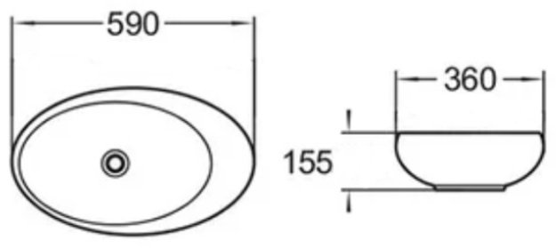 Раковина Comforty 78255 накладная овальная 59, санфарфор купить,75819