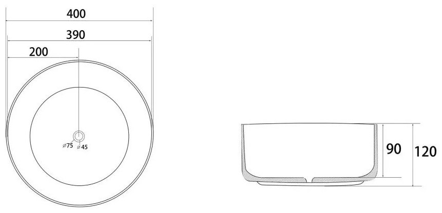 Раковина Abber Bequem AC2109GS накладная круглая 40 см, фаянс