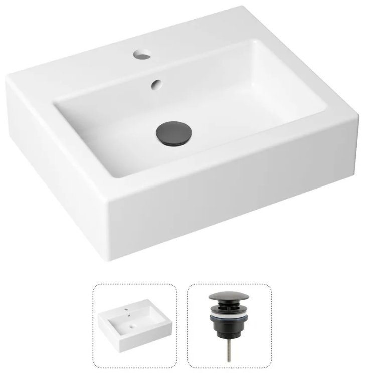 Раковина Lavinia Boho 21520911, Комплект 2 в 1 Lavinia Boho Bathroom Sink (состоит из 33311014, 182140000), цвет матовый черный накладная прямоугольная 41, фарфор купить,NaN