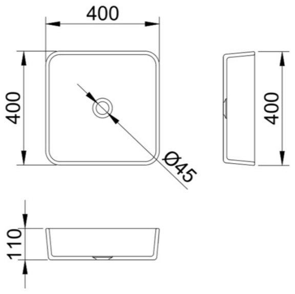 Раковина Comforty CF23001 накладная квадратная 40, стекло