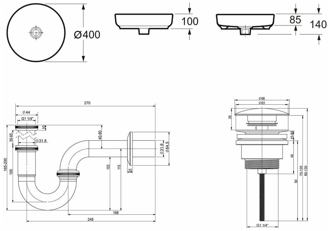 Раковина Lavinia Boho Bathroom Sink 21520164 накладная круглая 40, фарфор купить,NaN