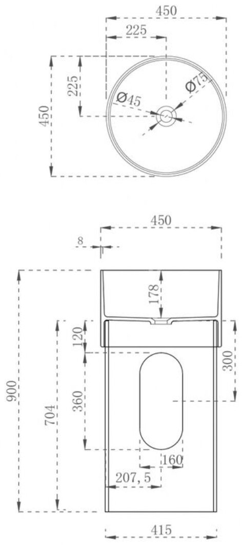 Раковина Abber AT2701Aquamarin-H с пьедесталом круглая 45, искусственный камень купить,780000
