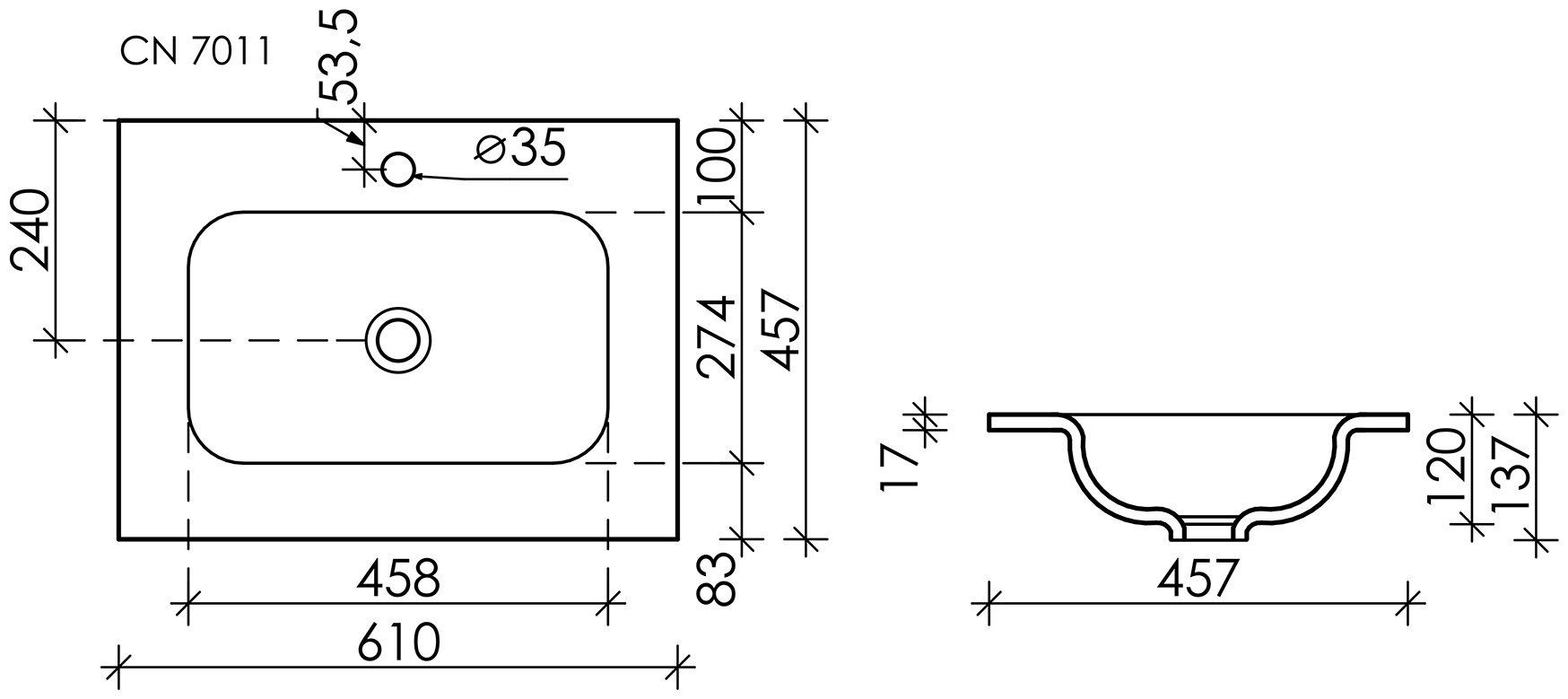 Раковина Ceramicanova CN7011MB накладная прямоугольная 45.7, мрамор купить,213100