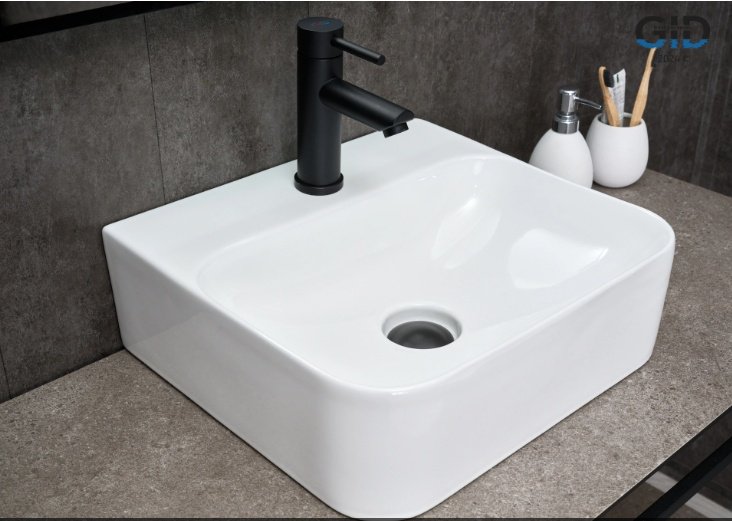 Раковина GID-ceramic 51217 N9257 накладная прямоугольная 39, керамика