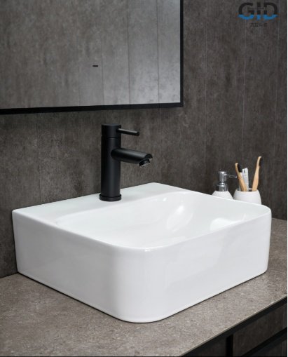 Раковина GID-ceramic 51217 N9257 накладная прямоугольная 39, керамика