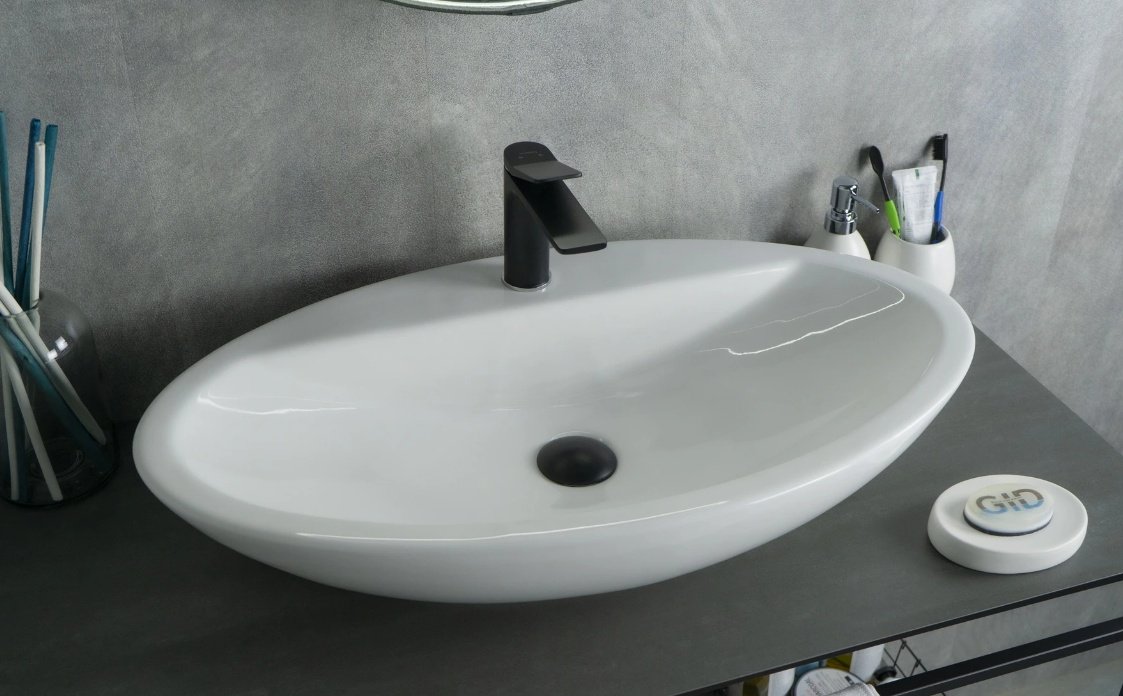 Раковина GID-ceramic N9435 накладная овальная 73, керамика