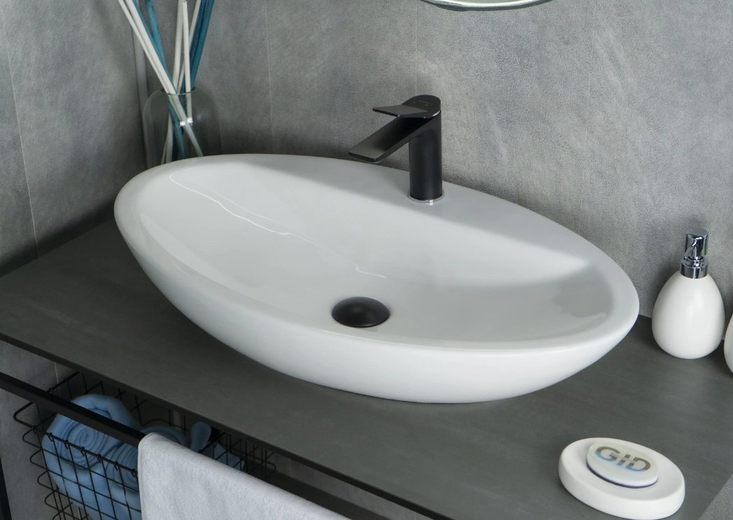 Раковина GID-ceramic N9435 накладная овальная 73, керамика