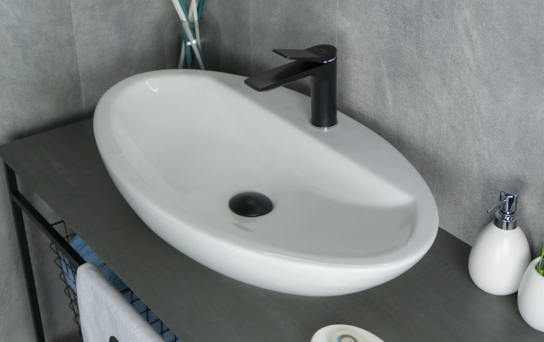 Раковина GID-ceramic N9435 накладная овальная 73, керамика