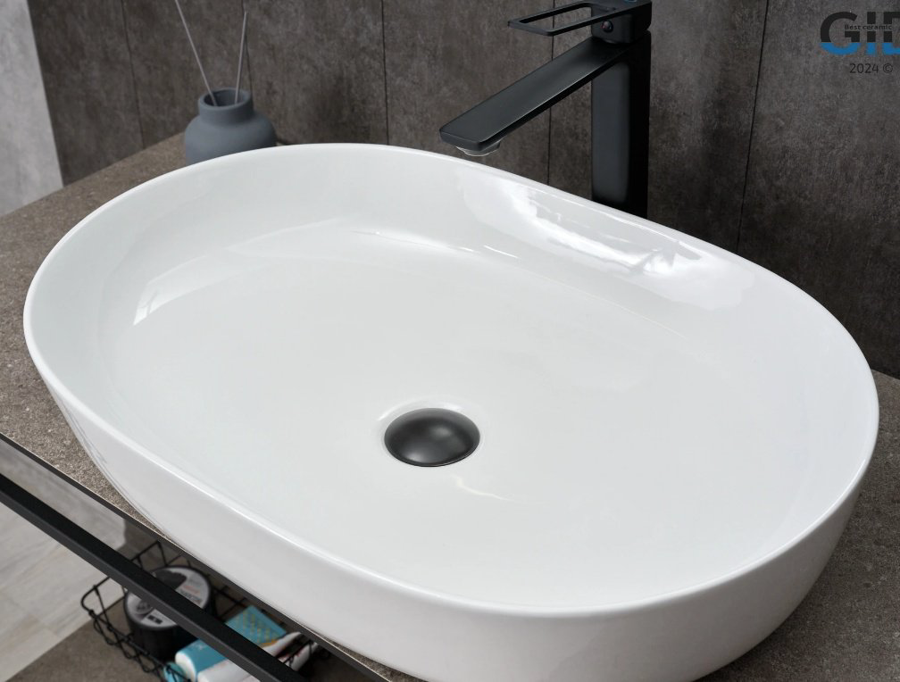 Раковина GID-ceramic D1348 накладная овальная 61, керамика купить,112200