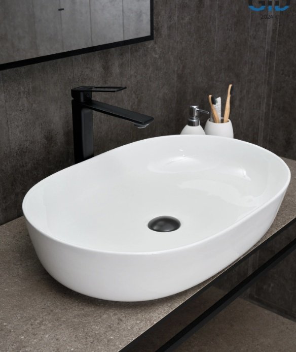 Раковина GID-ceramic D1348 накладная овальная 61, керамика