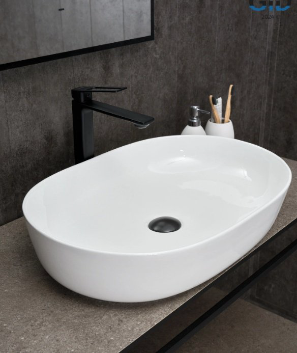 Раковина GID-ceramic D1348 накладная овальная 61, керамика купить,NaN