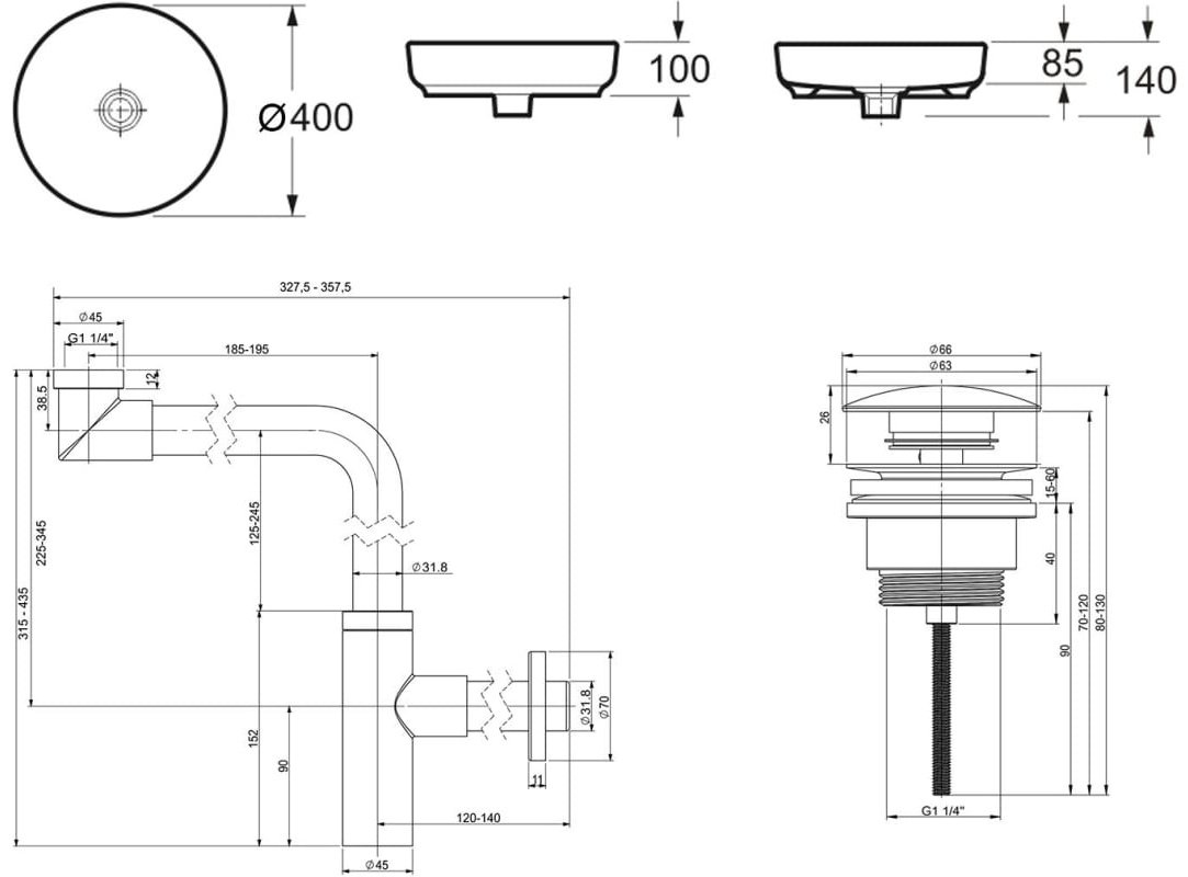Раковина Lavinia Boho Bathroom Sink 21520212 накладная круглая 40, фарфор купить,NaN