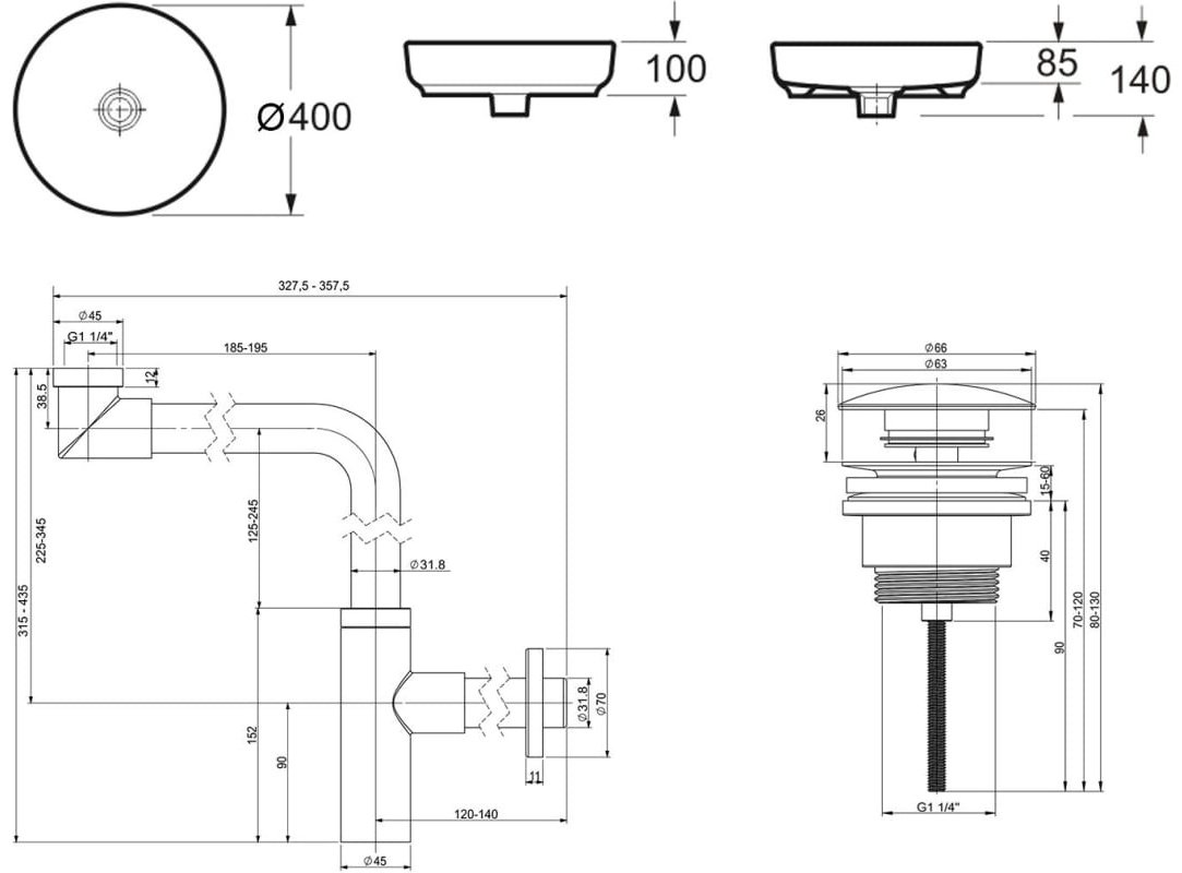 Раковина Lavinia Boho Bathroom Sink 21520212 накладная круглая 40, фарфор купить,NaN