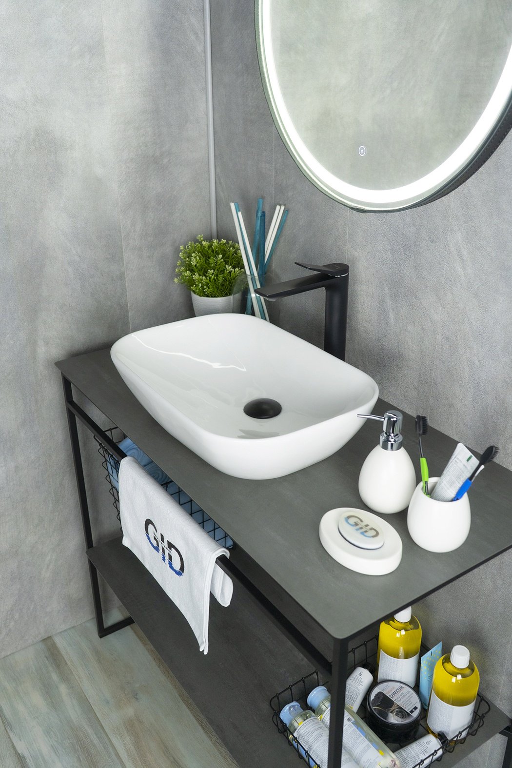 Раковина GID-ceramic N9447 накладная прямоугольная 34, фаянс