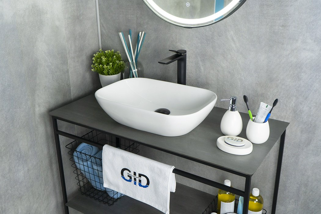 Раковина GID-ceramic N9447 накладная прямоугольная 34, фаянс купить,84400