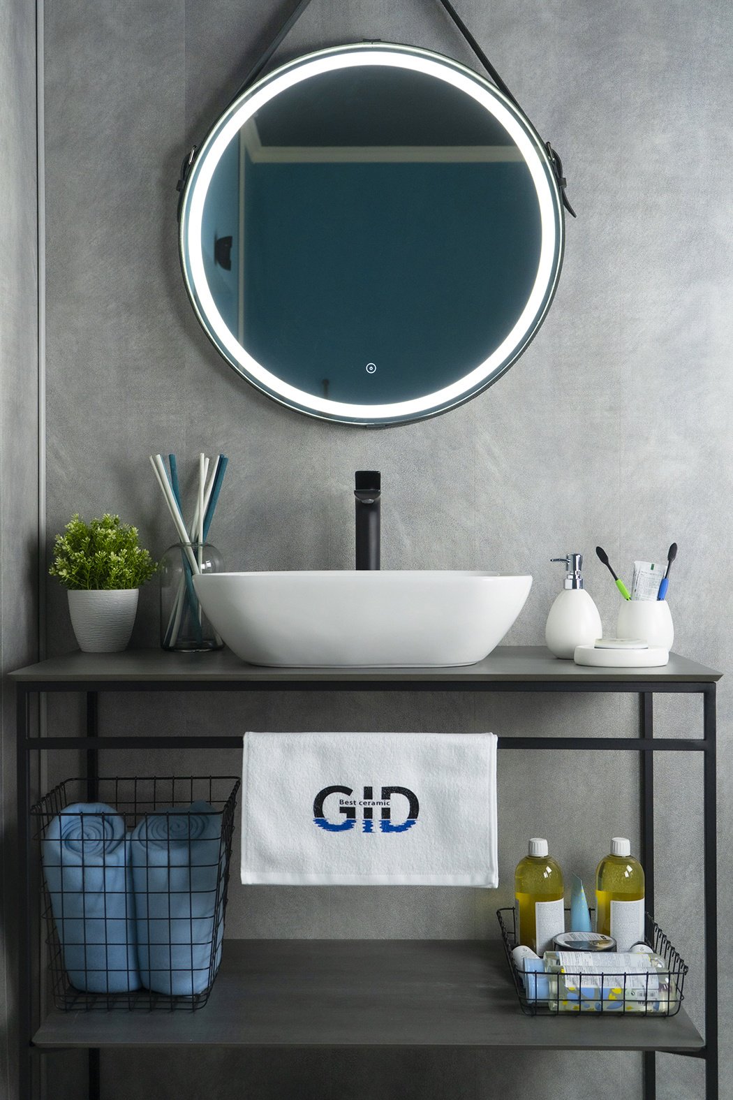 Раковина GID-ceramic N9447 накладная прямоугольная 34, фаянс