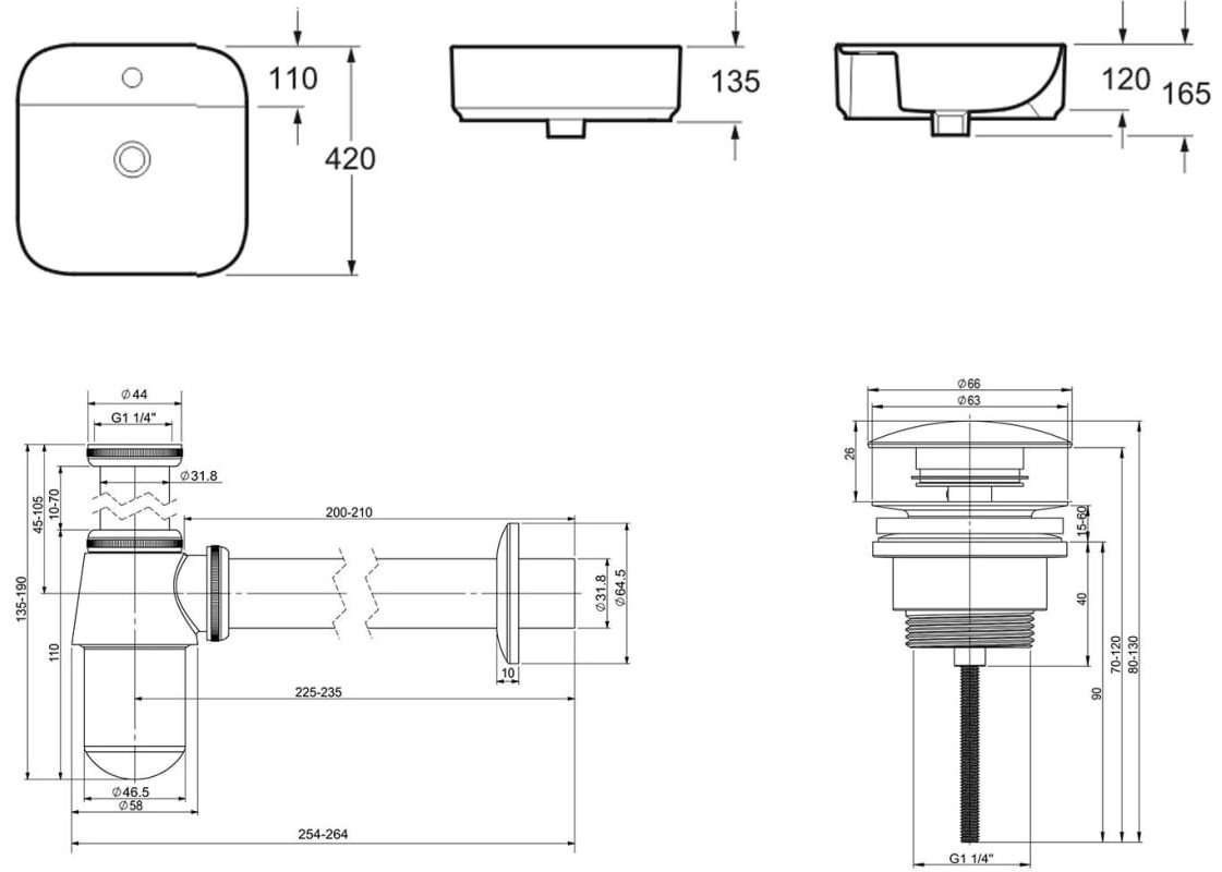 Раковина Lavinia Boho Bathroom Sink 21520274 накладная квадратная 42, санфарфор купить,NaN