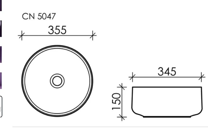 Раковина Ceramicanova CN5047 накладная круглая 35.5, санфарфор