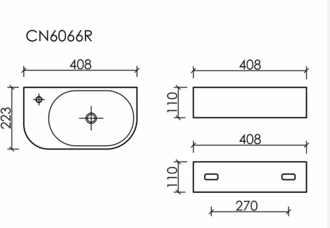 Раковина Ceramicanova CN6066R подвесная прямоугольная 41, фарфор