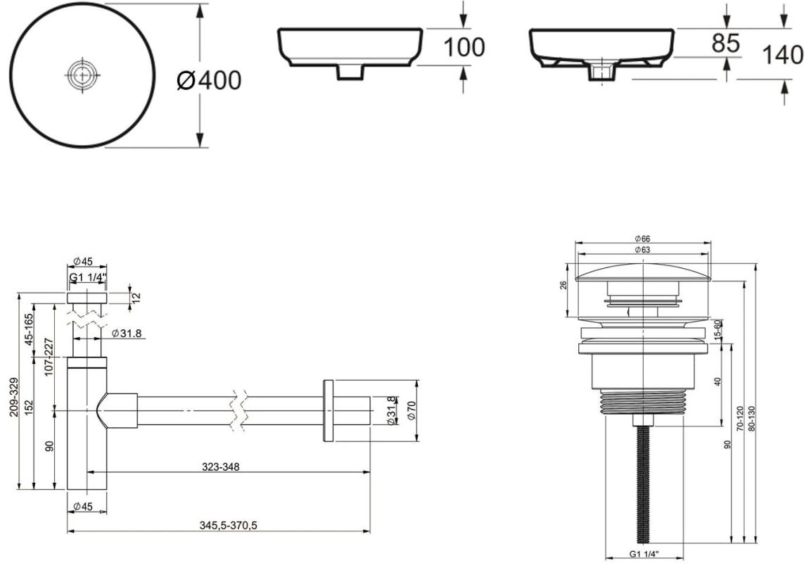 Раковина Lavinia Boho Bathroom Sink 21520206 накладная круглая 40, фарфор купить,NaN