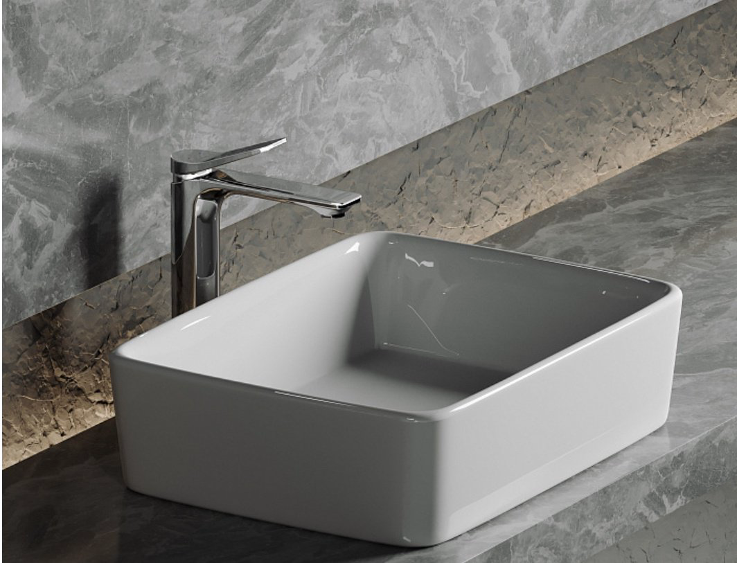 Раковина Ceramicanova CN6037 накладная прямоугольная 48, санфарфор купить,NaN
