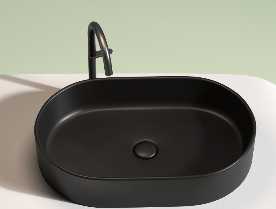 Раковина Ceramicanova CN6048MB накладная овальная 60, санфарфор
