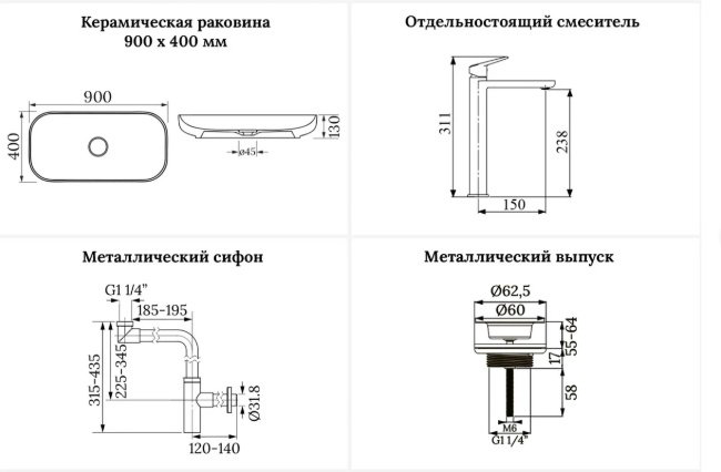 Раковина Wellsee 201002060 накладная овальная 40, фаянс купить,NaN
