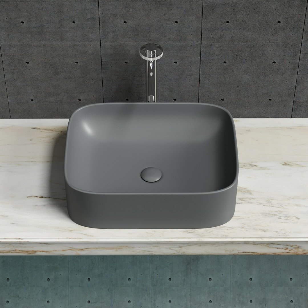 Раковина Ceramicanova CN6052MDH накладная прямоугольная 38, мрамор