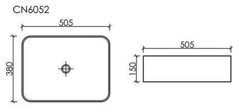 Раковина Ceramicanova CN6052MSG накладная прямоугольная 38, мрамор